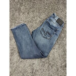 Silver Jeans Co SAM Jeans Womens 29 Blue Distressed Stretch Straight Leg Denim‎